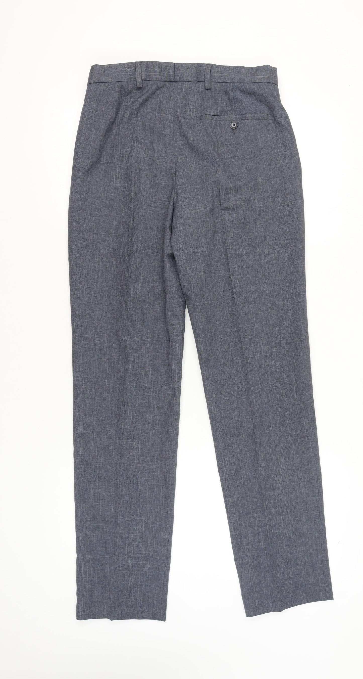 Marks and Spencer Men’s Blue Regular Fit Chambray Trousers 30W 33L Business
