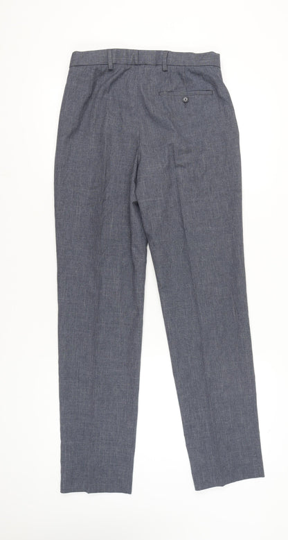 Marks and Spencer Men’s Blue Regular Fit Chambray Trousers 30W 33L Business