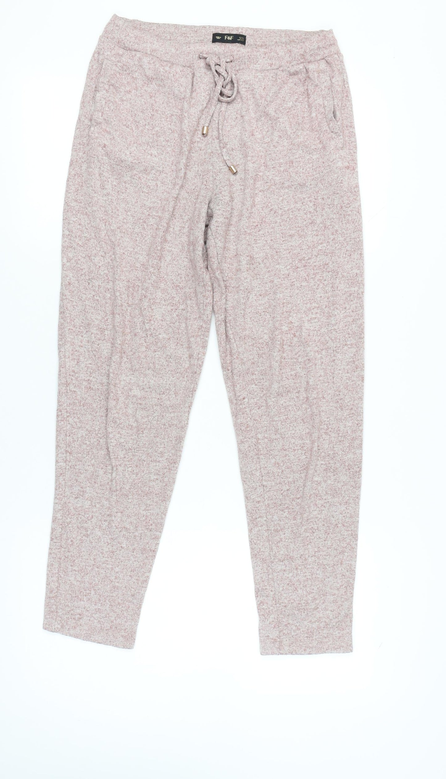 F&F Women Pink Jogger Trousers Size 8-10 Knit Elastic Waist