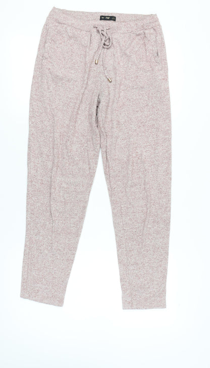 F&F Women Pink Jogger Trousers Size 8-10 Knit Elastic Waist