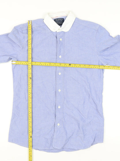 John Lewis & Co. Men's Blue Point Collar Cotton Long Sleeve Shirt S