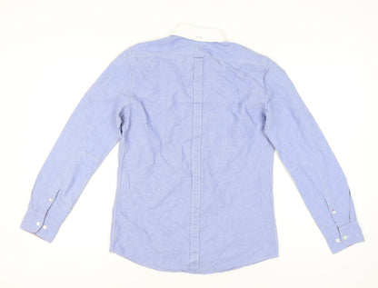 John Lewis & Co. Men's Blue Point Collar Cotton Long Sleeve Shirt S