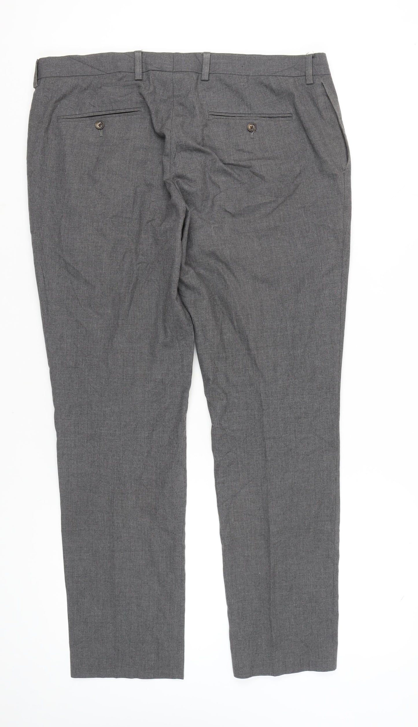 Next Men's Grey 38R Wool Blend Dress Trousers – Regular Fit