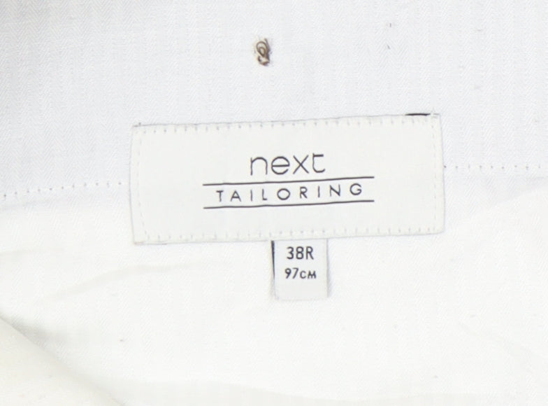 Next Men's Grey 38R Wool Blend Dress Trousers – Regular Fit