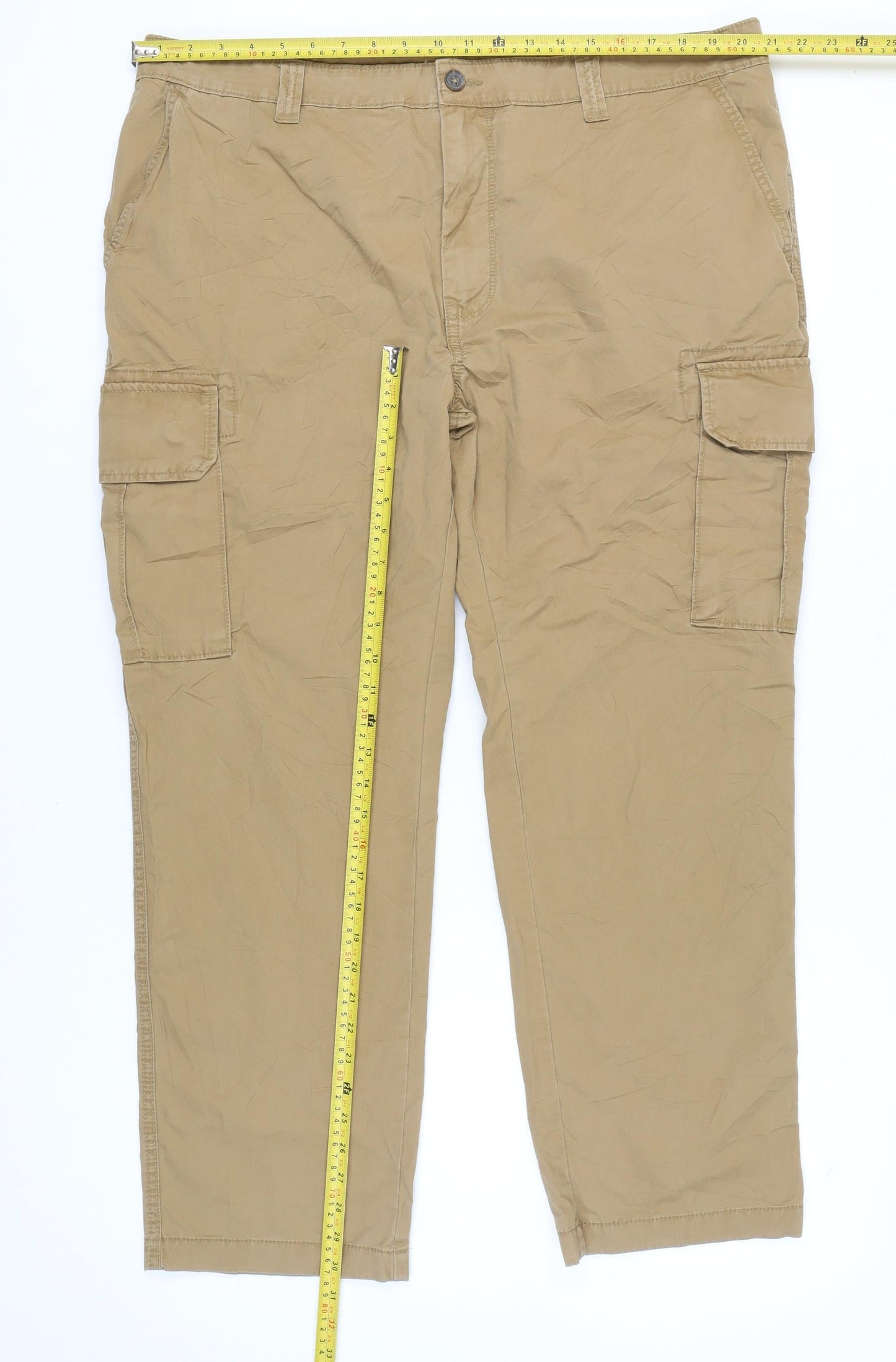 Marks and Spencer Men's Beige 4XL Cargo Trousers 42W 29L
