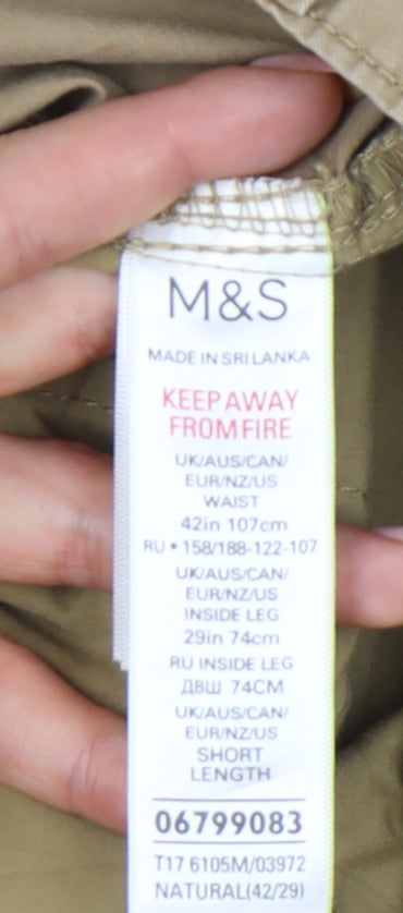 Marks and Spencer Men's Beige 4XL Cargo Trousers 42W 29L