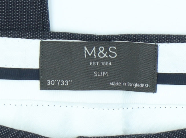 Marks and Spencer Men's Blue Slim Fit Dress Pants 30x33 Business