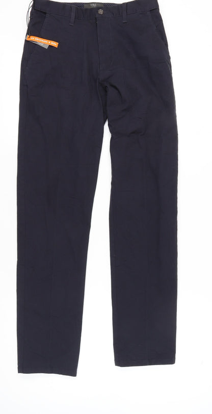 Marks and Spencer Men's Blue Regular Fit Chino Trousers 30W 33L