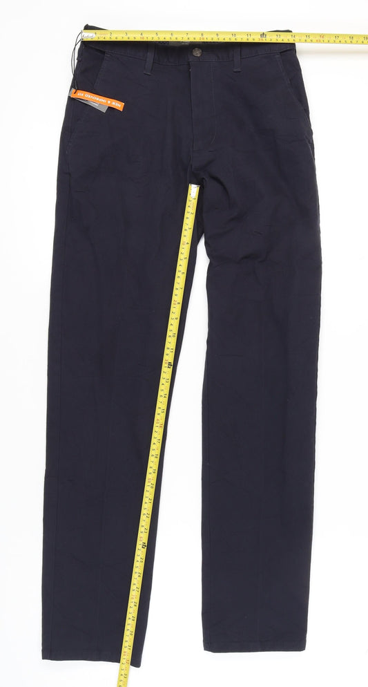 Marks and Spencer Men's Blue Regular Fit Chino Trousers 30W 33L