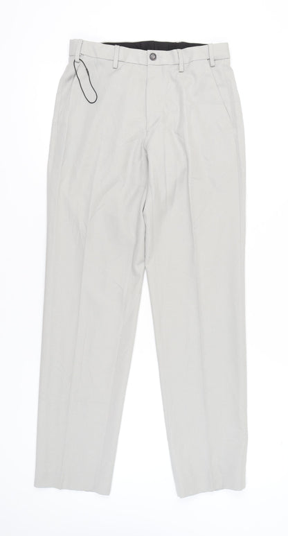 Marks and Spencer Men's Grey 30in Waist Regular Fit Dress Pants