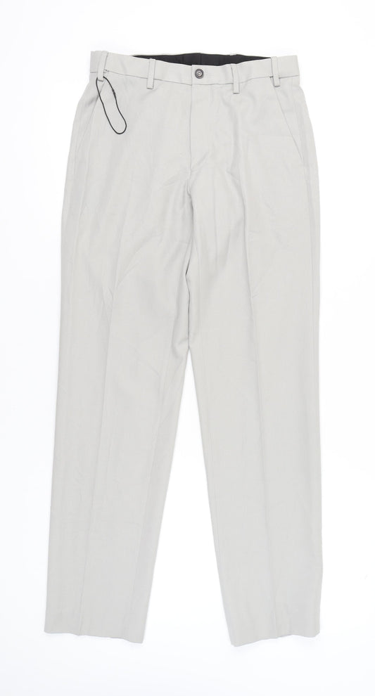 Marks and Spencer Men's Grey 30in Waist Regular Fit Dress Pants