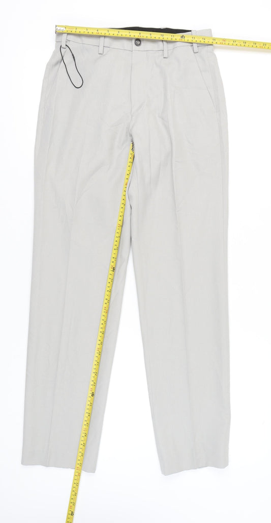 Marks and Spencer Men's Grey 30in Waist Regular Fit Dress Pants