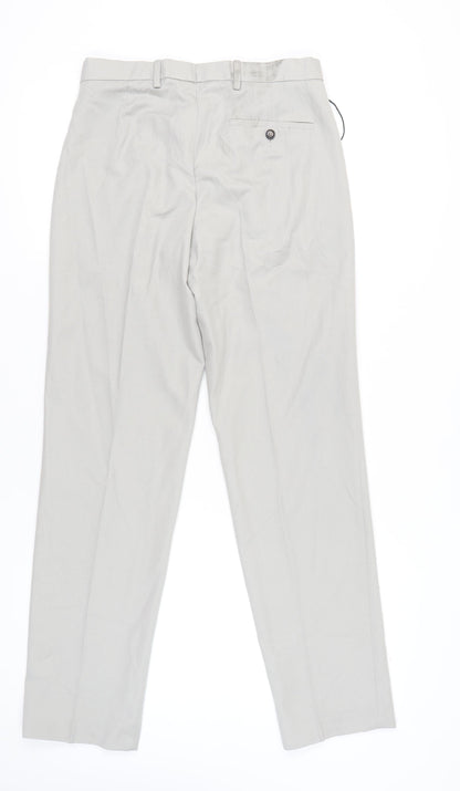 Marks and Spencer Men's Grey 30in Waist Regular Fit Dress Pants