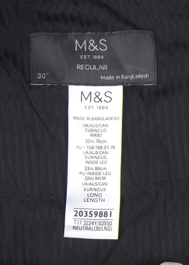 Marks and Spencer Men's Grey 30in Waist Regular Fit Dress Pants