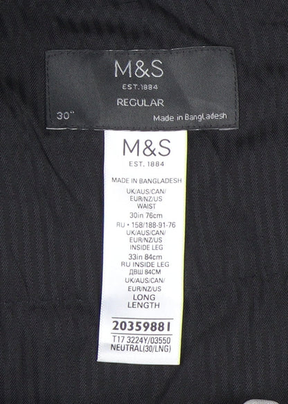 Marks and Spencer Men's Grey 30in Waist Regular Fit Dress Pants