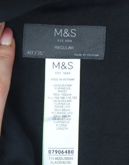 Marks and Spencer Men’s Black XL Regular Fit Dress Pants 40x35