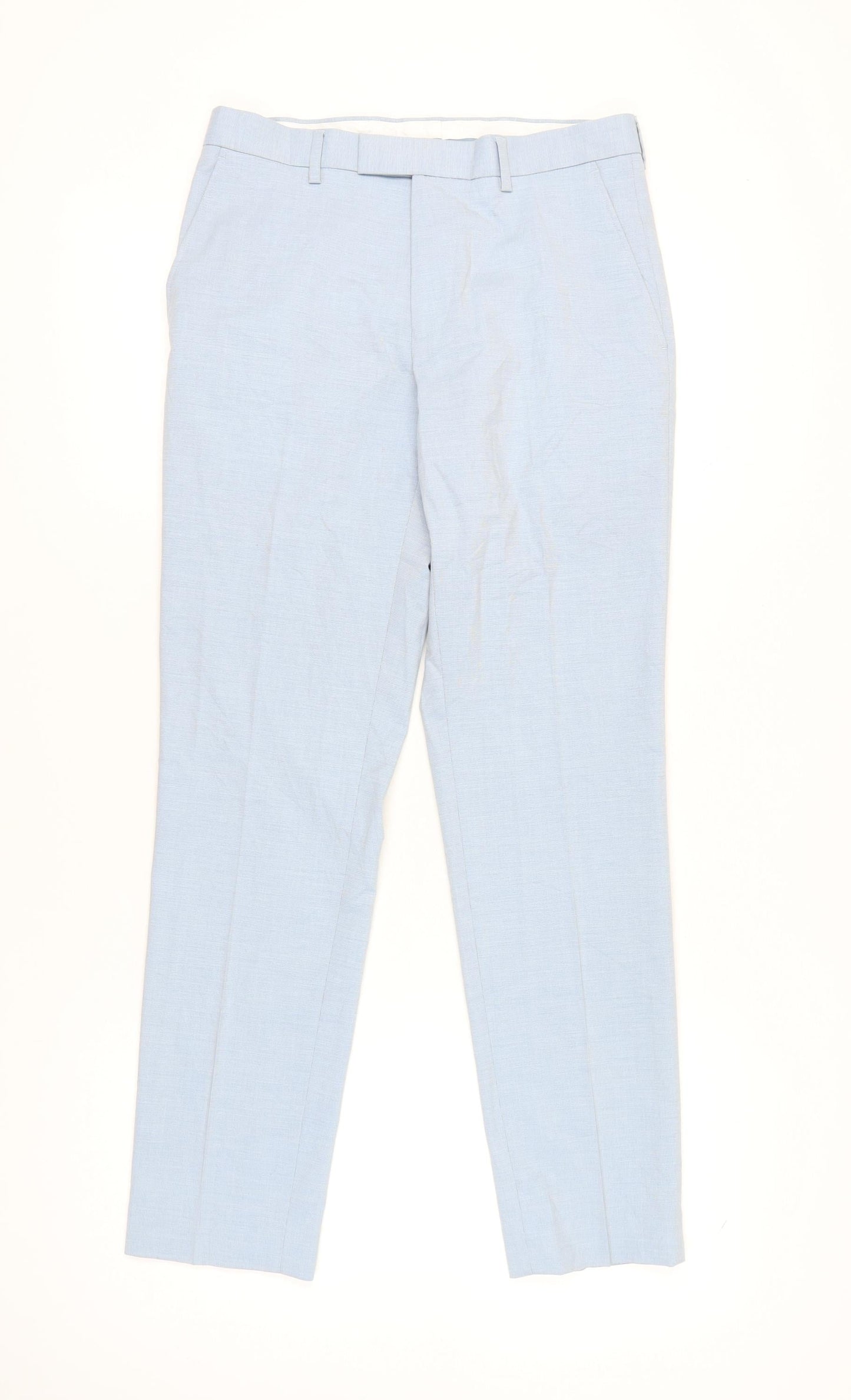 Marks and Spencer Men's Blue Slim Fit Dress Trousers 30x31