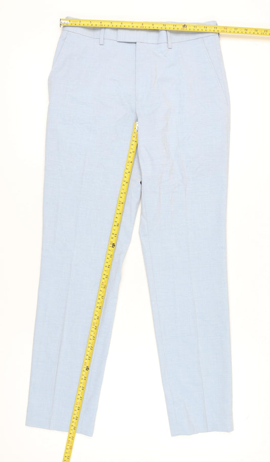 Marks and Spencer Men's Blue Slim Fit Dress Trousers 30x31