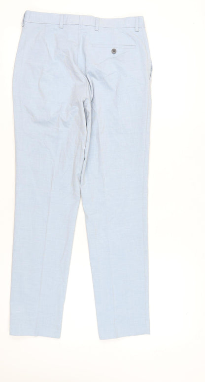 Marks and Spencer Men's Blue Slim Fit Dress Trousers 30x31