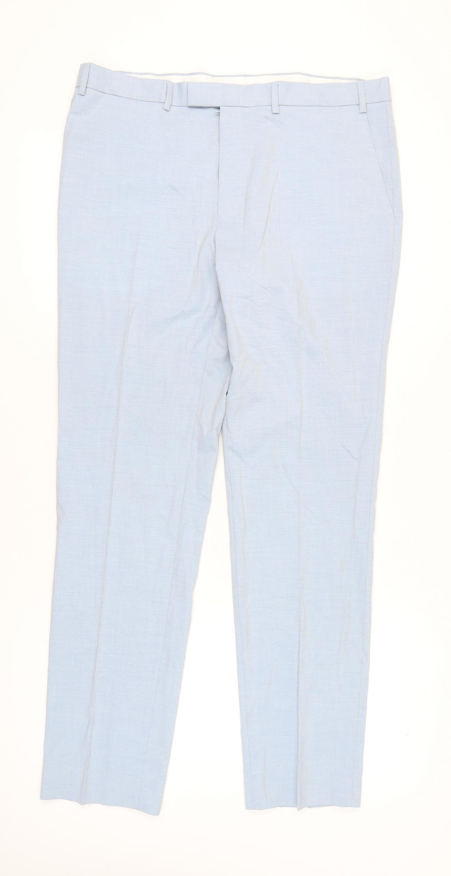 Marks & Spencer Men's Blue Slim Fit Dress Trousers 38L Straight Leg