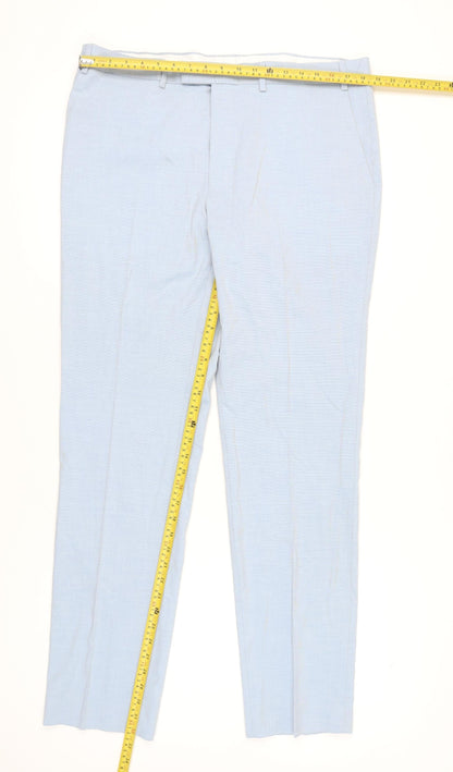 Marks & Spencer Men's Blue Slim Fit Dress Trousers 38L Straight Leg