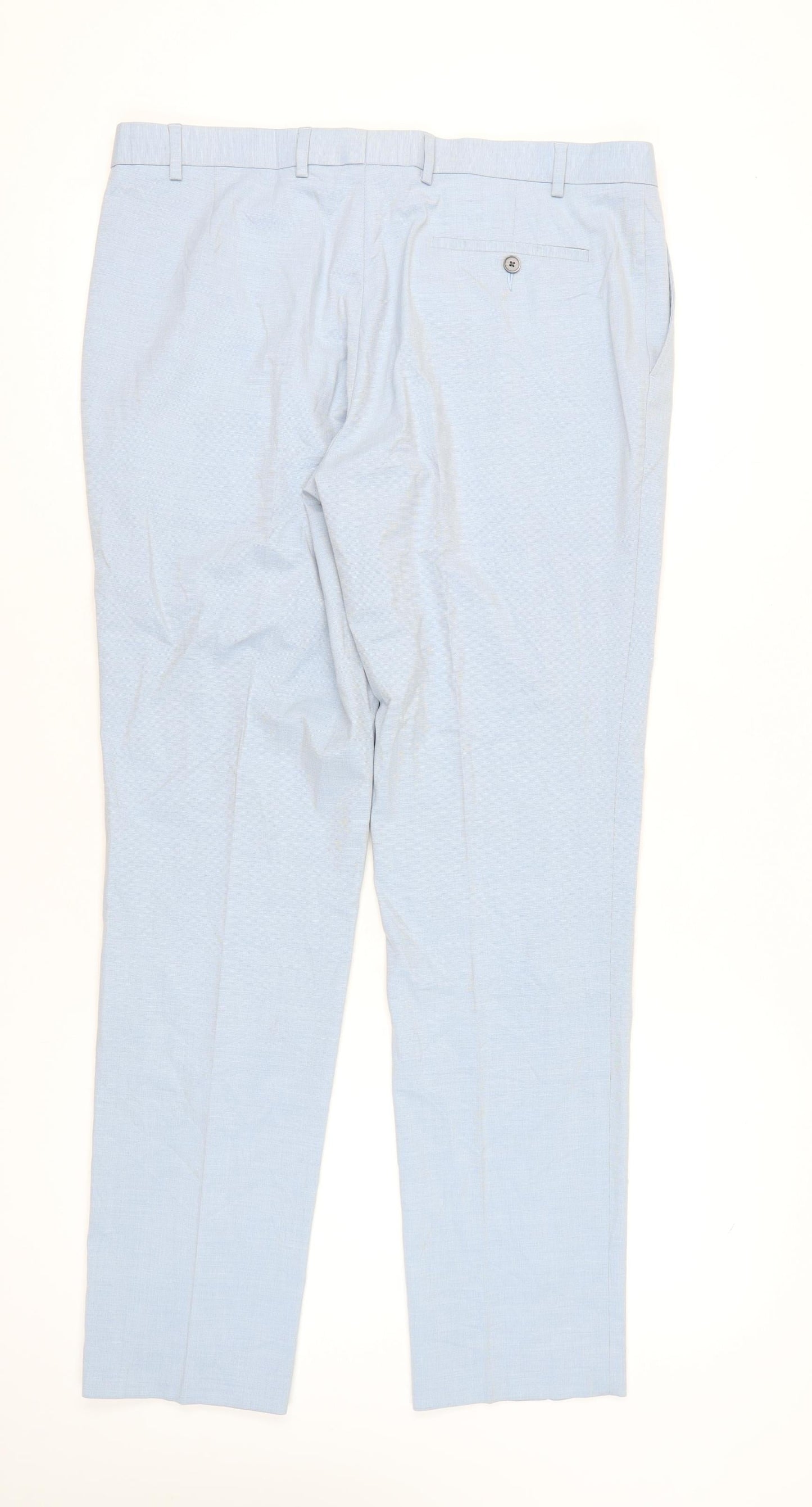 Marks & Spencer Men's Blue Slim Fit Dress Trousers 38L Straight Leg