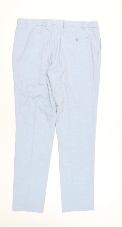 Marks & Spencer Men's Blue Slim Fit Dress Trousers 38L Straight Leg