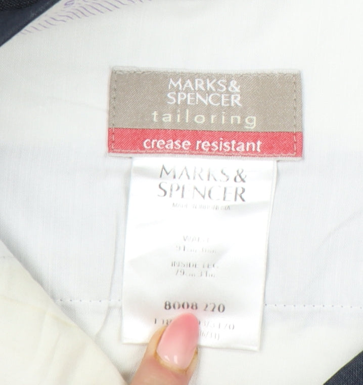 Marks & Spencer Men's Grey 32W 31L Regular Fit Dress Trousers Wool Blend