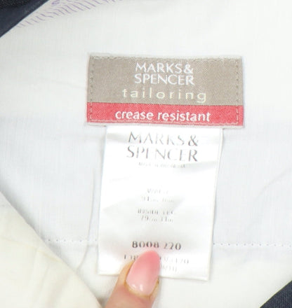 Marks & Spencer Men's Grey 32W 31L Regular Fit Dress Trousers Wool Blend