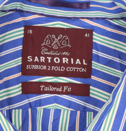 Marks & Spencer Men’s Blue Striped Slim Fit Shirt 16in Collar 42in Chest