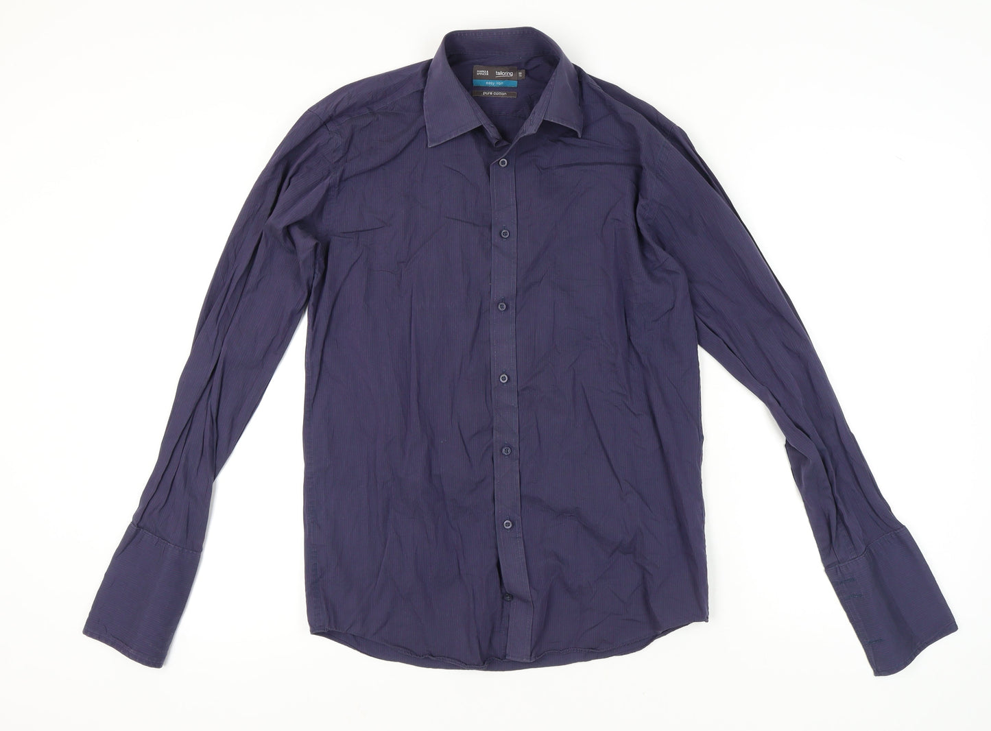 Mens UK Collar Size 38 Marks and Spencer Smart Blue  Dress Shirt