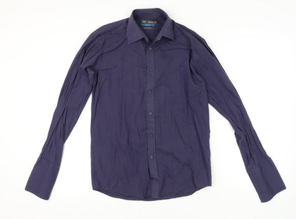 Mens UK Collar Size 38 Marks and Spencer Smart Blue  Dress Shirt