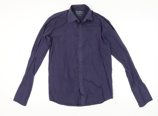 Mens UK Collar Size 38 Marks and Spencer Smart Blue  Dress Shirt
