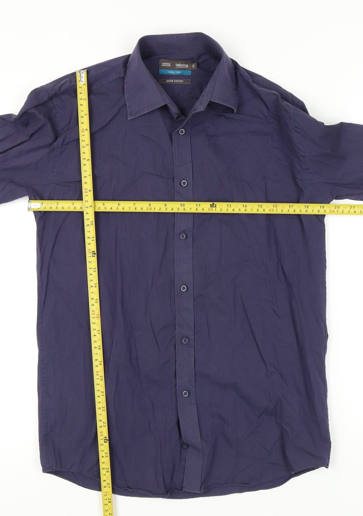 Mens UK Collar Size 38 Marks and Spencer Smart Blue  Dress Shirt