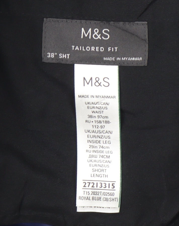 Womens UK Size 38 Marks and Spencer Classic Fit Dress Pants Blue Trousers