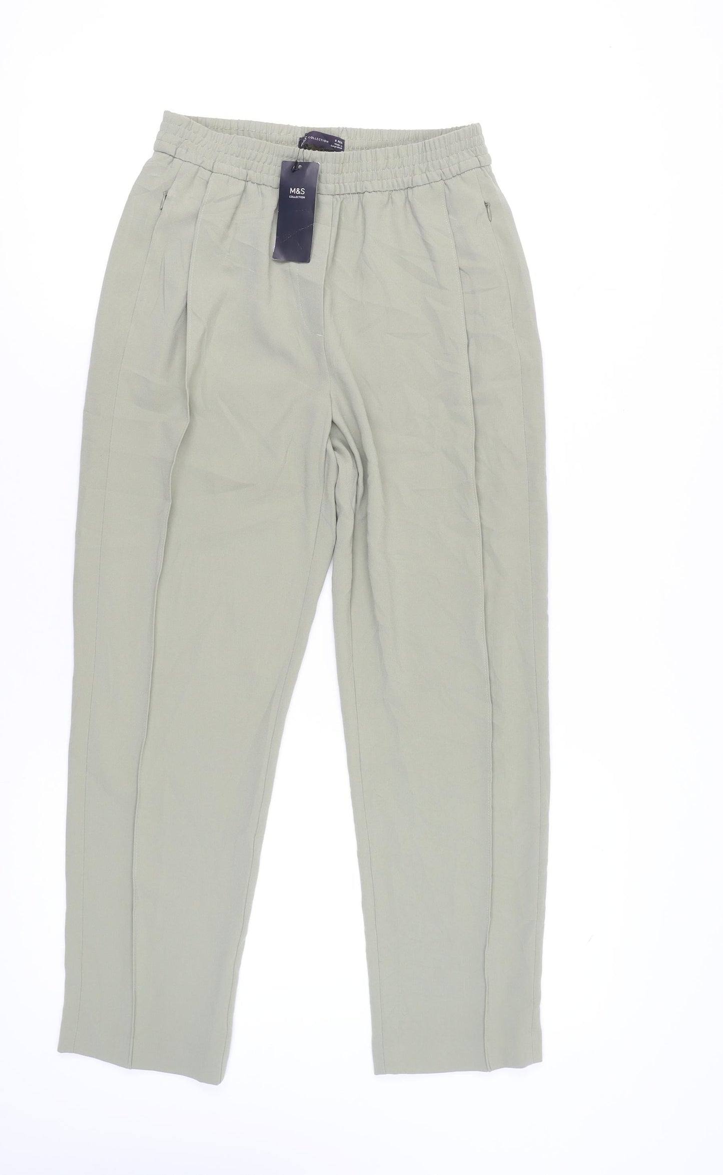 Womens UK Size 8 Marks and Spencer Regular Fit CasualBusinessTravel Green Trouse