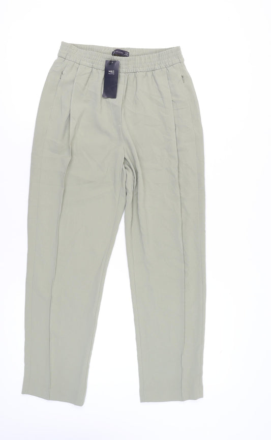 Womens UK Size 8 Marks and Spencer Regular Fit CasualBusinessTravel Green Trouse