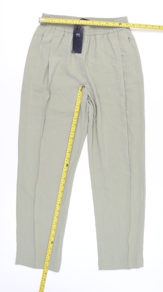 Womens UK Size 8 Marks and Spencer Regular Fit CasualBusinessTravel Green Trouse