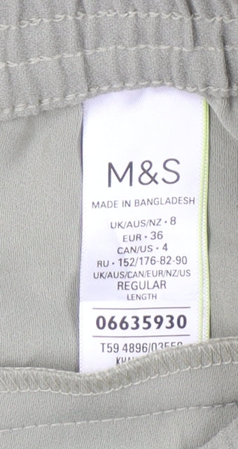 Womens UK Size 8 Marks and Spencer Regular Fit CasualBusinessTravel Green Trouse