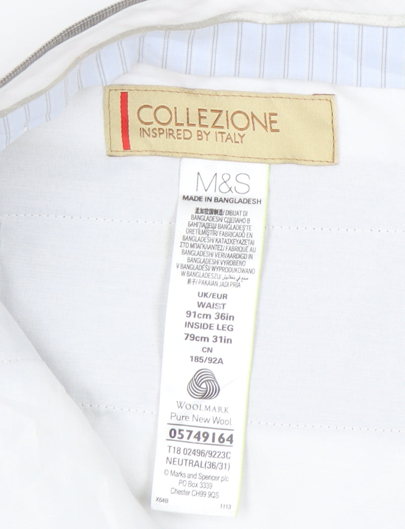 Marks and Spencer Men’s Grey Wool Dress Pants 36W 31L Straight Leg