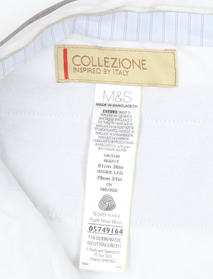 Marks and Spencer Men’s Grey Wool Dress Pants 36W 31L Straight Leg