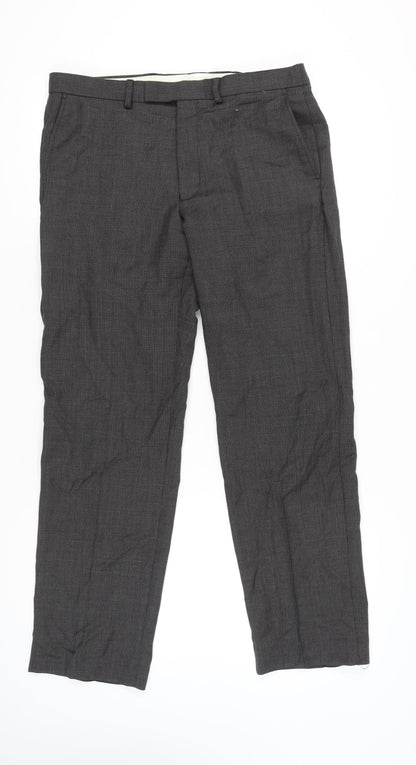 Marks and Spencer Men’s Grey Wool Regular Dress Pants 34W 31L