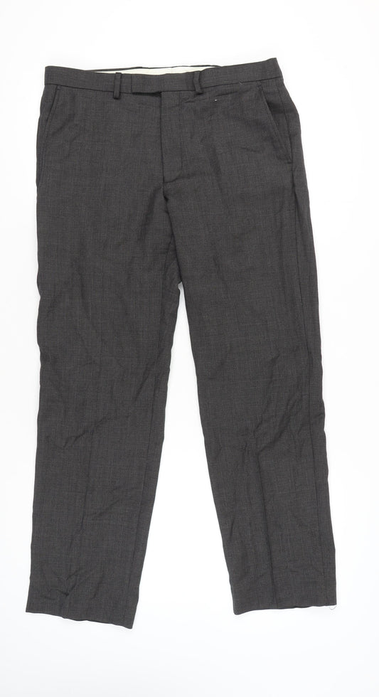 Marks and Spencer Men’s Grey Wool Regular Dress Pants 34W 31L