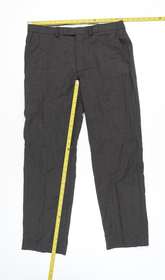 Marks and Spencer Men’s Grey Wool Regular Dress Pants 34W 31L
