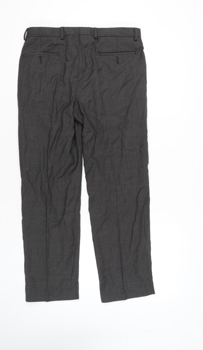 Marks and Spencer Men’s Grey Wool Regular Dress Pants 34W 31L