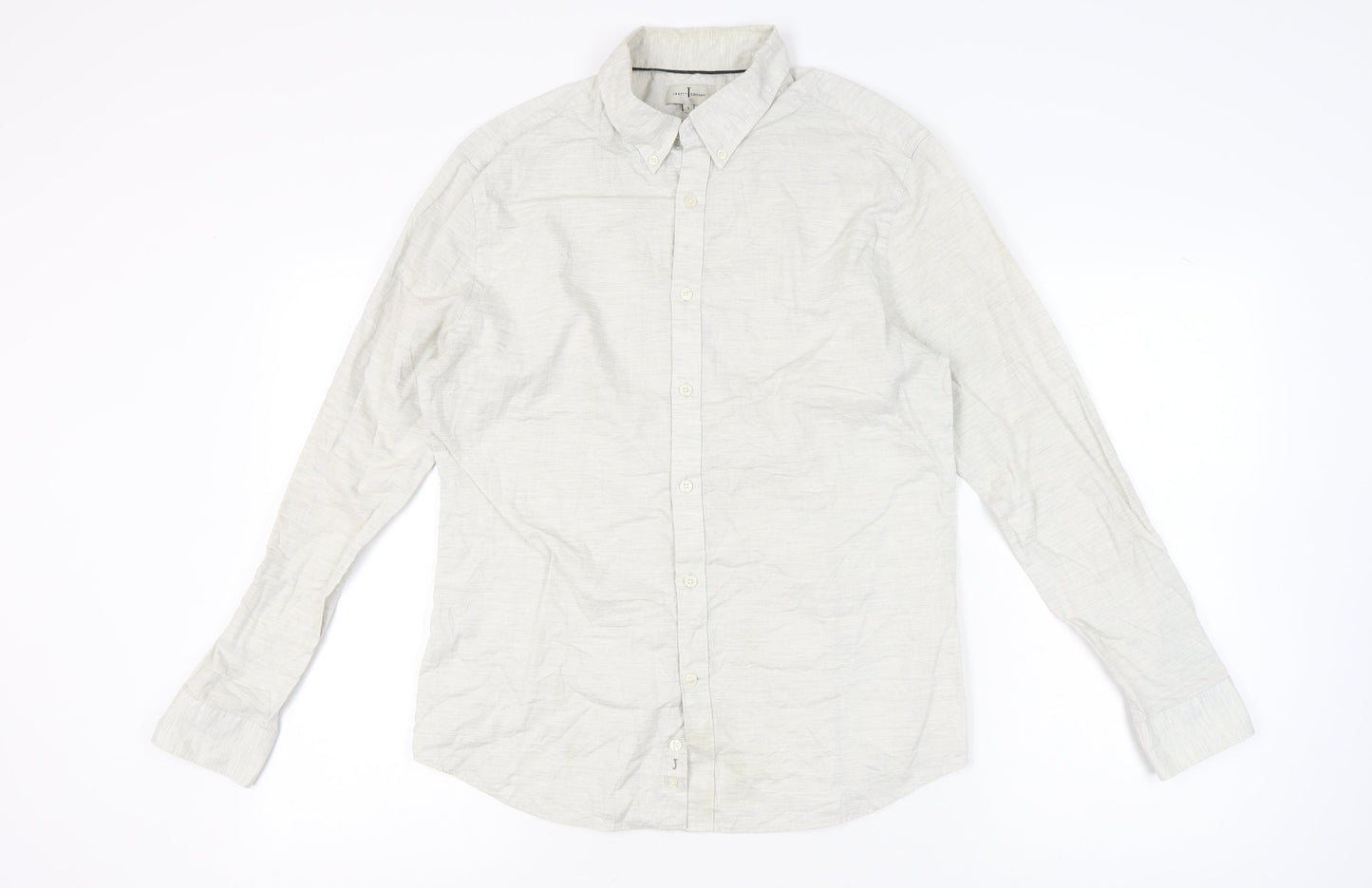 Jasper Conran Men’s Ivory Long Sleeve Button-Up Shirt L Regular