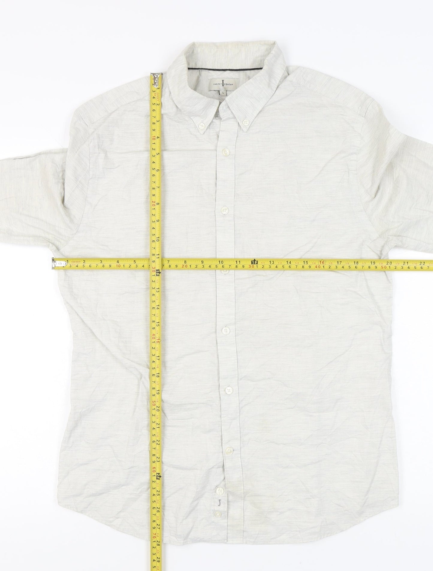 Jasper Conran Men’s Ivory Long Sleeve Button-Up Shirt L Regular