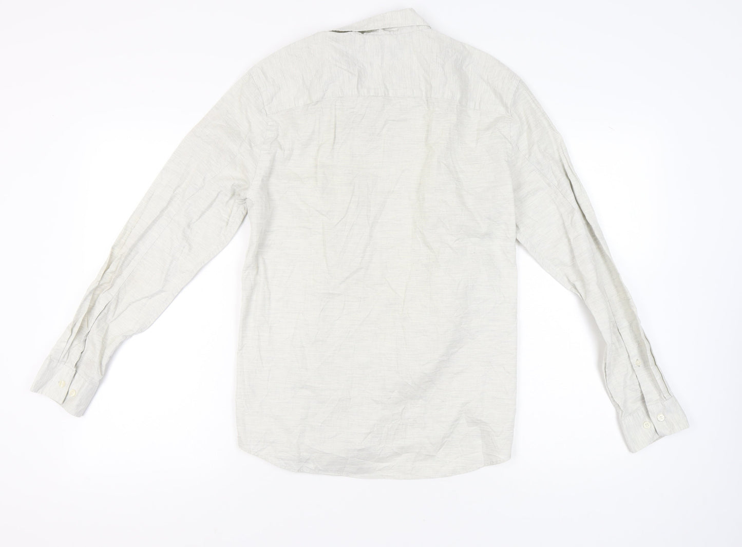 Jasper Conran Men’s Ivory Long Sleeve Button-Up Shirt L Regular