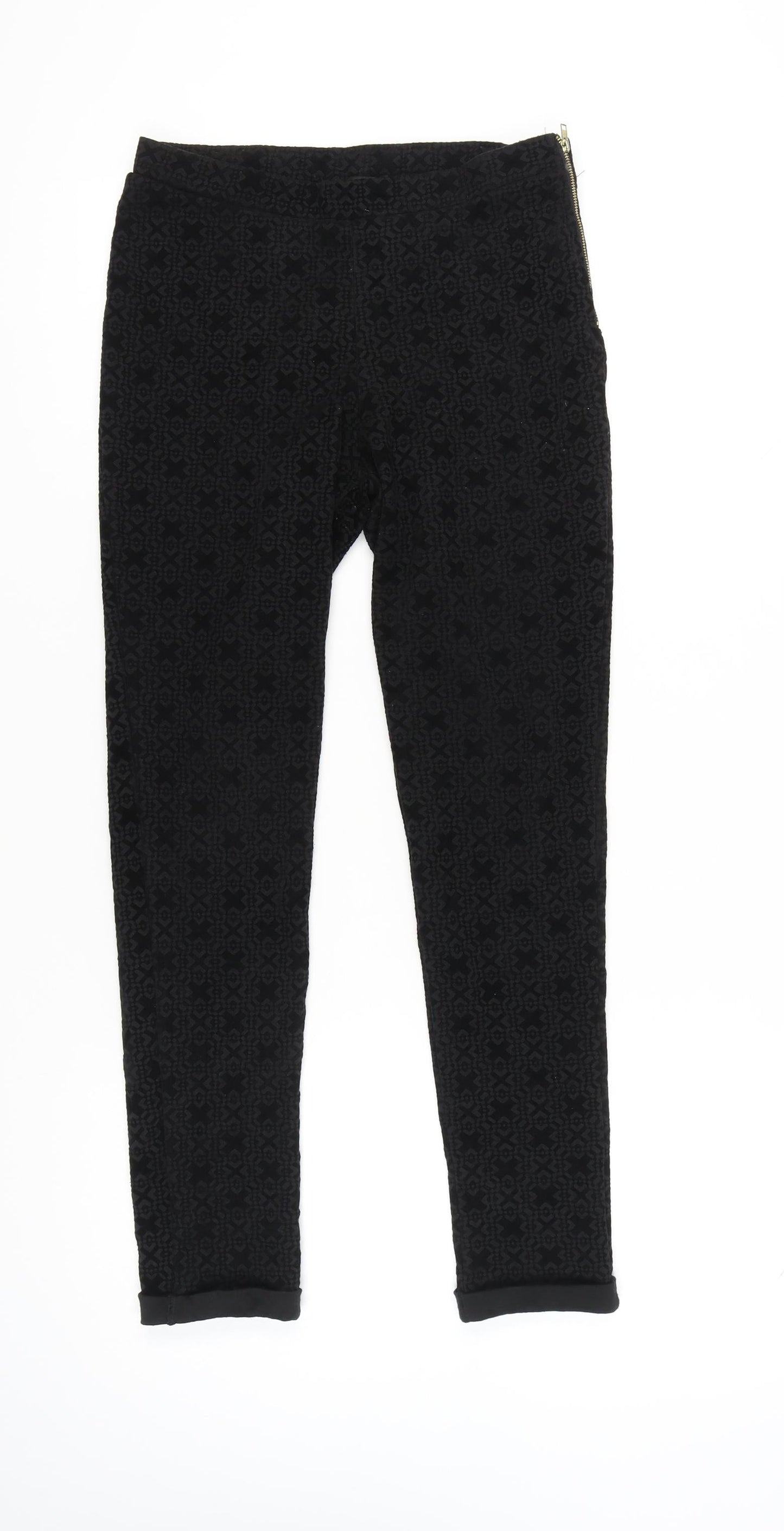 Barkins Women’s Black Geometric Slim Trousers Size M Autumn Winter
