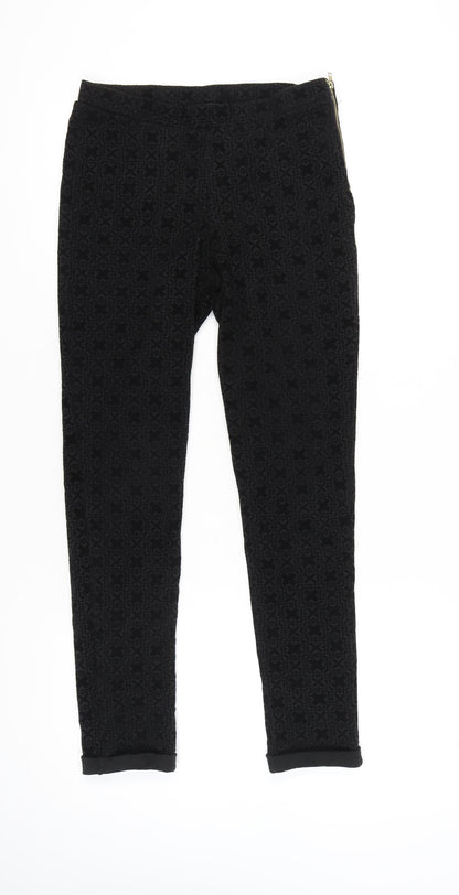 Barkins Women’s Black Geometric Slim Trousers Size M Autumn Winter